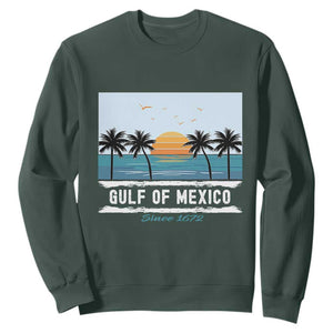Gulf of Mexico Sweatshirt Retro Beach Vibes TS10 Dark Forest Green Print Your Wear