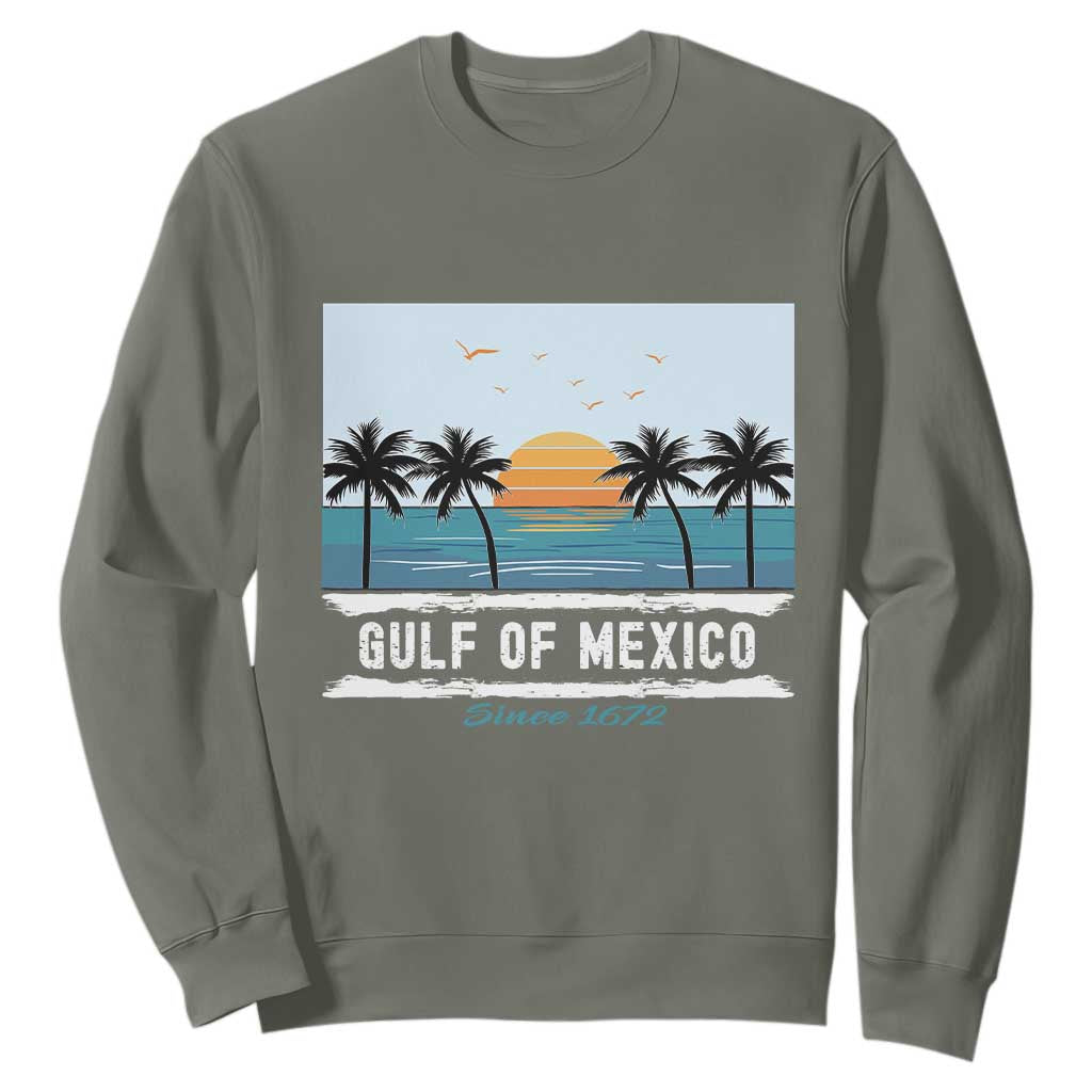 Gulf of Mexico Sweatshirt Retro Beach Vibes TS10 Military Green Print Your Wear