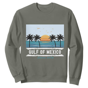 Gulf of Mexico Sweatshirt Retro Beach Vibes TS10 Military Green Print Your Wear
