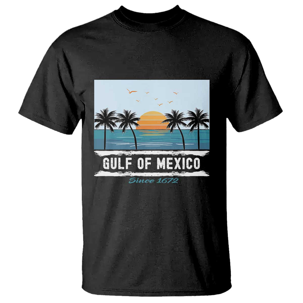 Gulf of Mexico T Shirt Retro Beach Vibes TS10 Black Print Your Wear