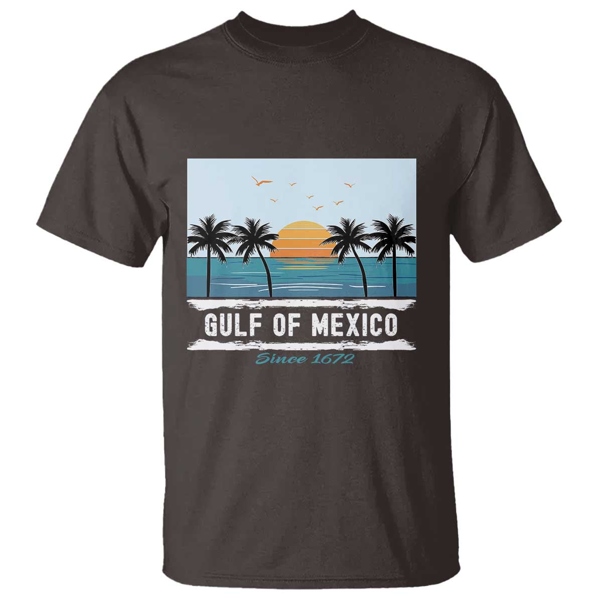 Gulf of Mexico T Shirt Retro Beach Vibes TS10 Dark Chocolate Print Your Wear