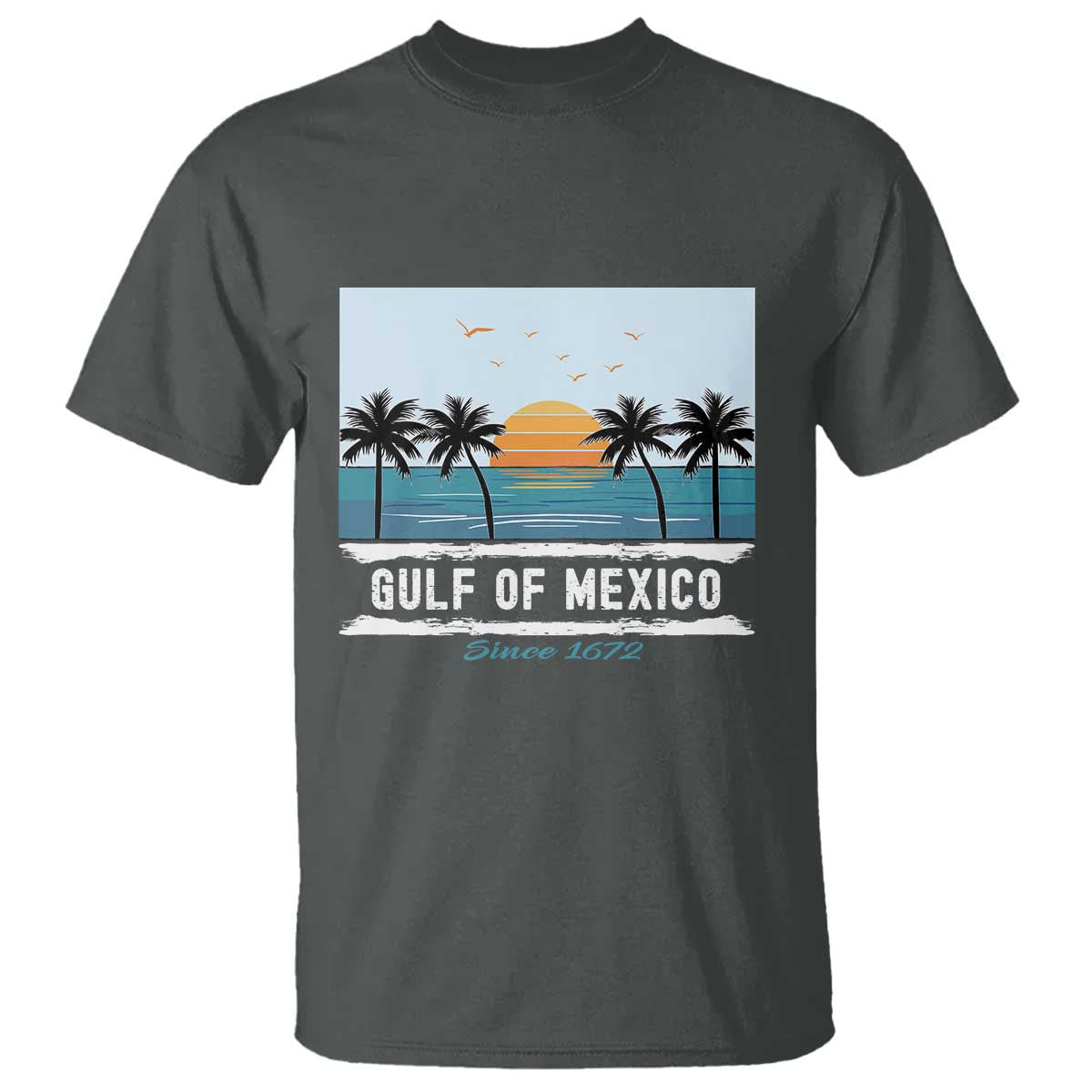 Gulf of Mexico T Shirt Retro Beach Vibes TS10 Dark Heather Print Your Wear