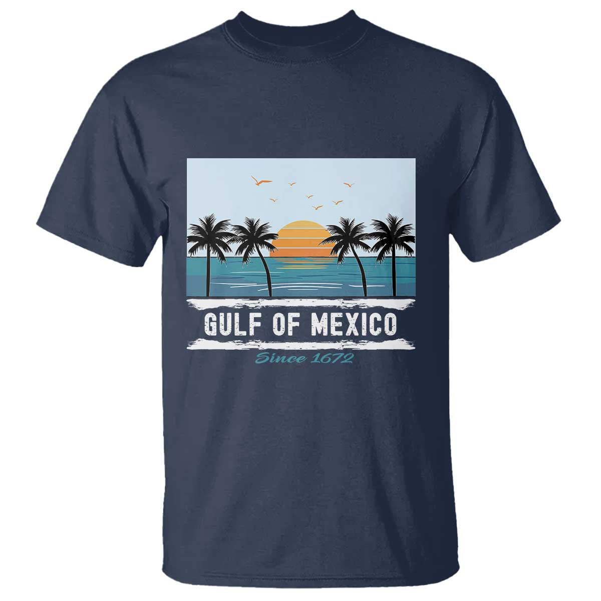 Gulf of Mexico T Shirt Retro Beach Vibes TS10 Navy Print Your Wear
