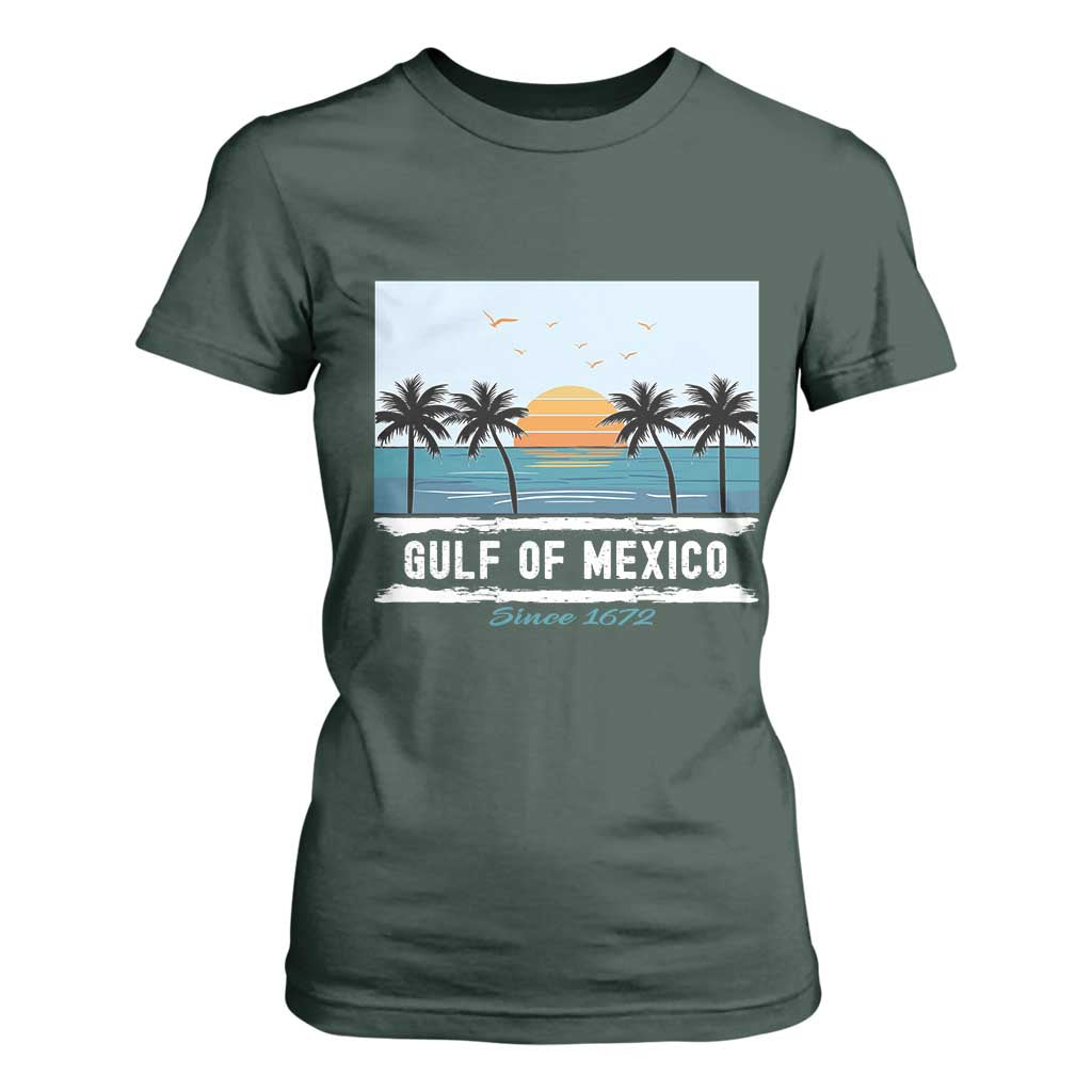 Gulf of Mexico T Shirt For Women Retro Beach Vibes TS10 Dark Forest Green Print Your Wear