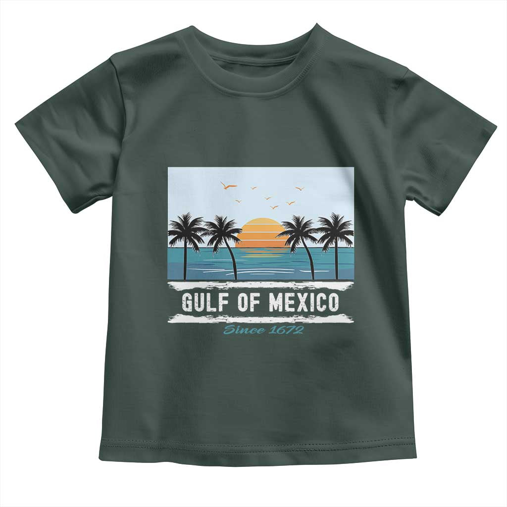 Gulf of Mexico Toddler T Shirt Retro Beach Vibes TS10 Dark Forest Green Print Your Wear