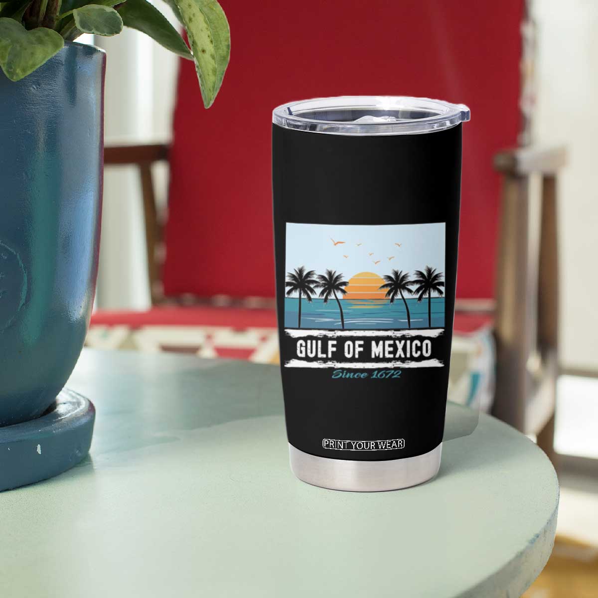 Gulf of Mexico Tumbler Cup Retro Beach Vibes TS10 Print Your Wear
