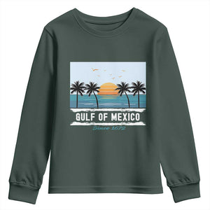 Gulf of Mexico Youth Sweatshirt Retro Beach Vibes TS10 Dark Forest Green Print Your Wear
