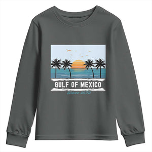 Gulf of Mexico Youth Sweatshirt Retro Beach Vibes TS10 Dark Heather Print Your Wear