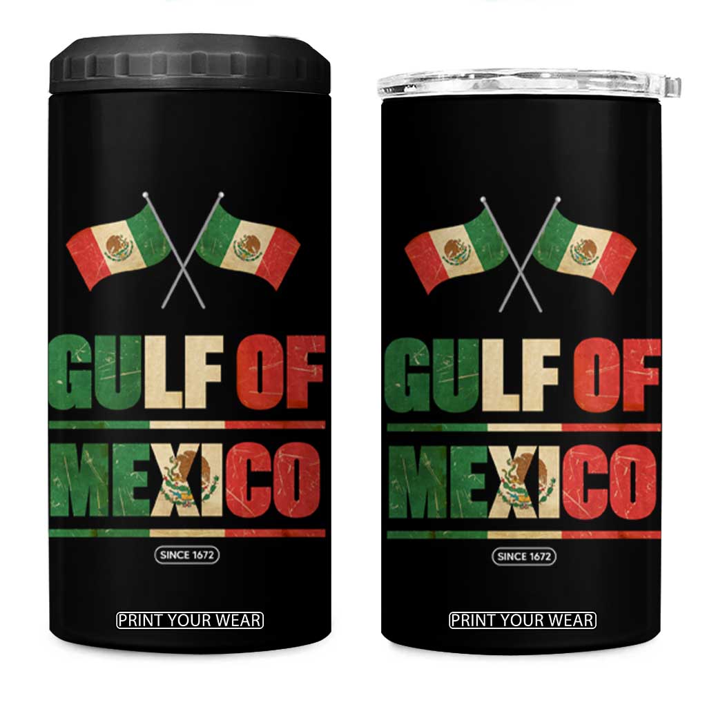 Gulf of Mexico Since 1672 4 in 1 Can Cooler Tumbler Mexican Flag TS10 One Size: 16 oz Black Print Your Wear