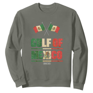 Gulf of Mexico Since 1672 Sweatshirt Mexican Flag TS10 Military Green Print Your Wear