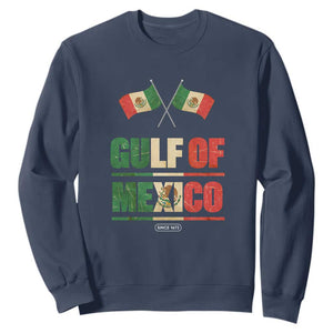 Gulf of Mexico Since 1672 Sweatshirt Mexican Flag TS10 Navy Print Your Wear