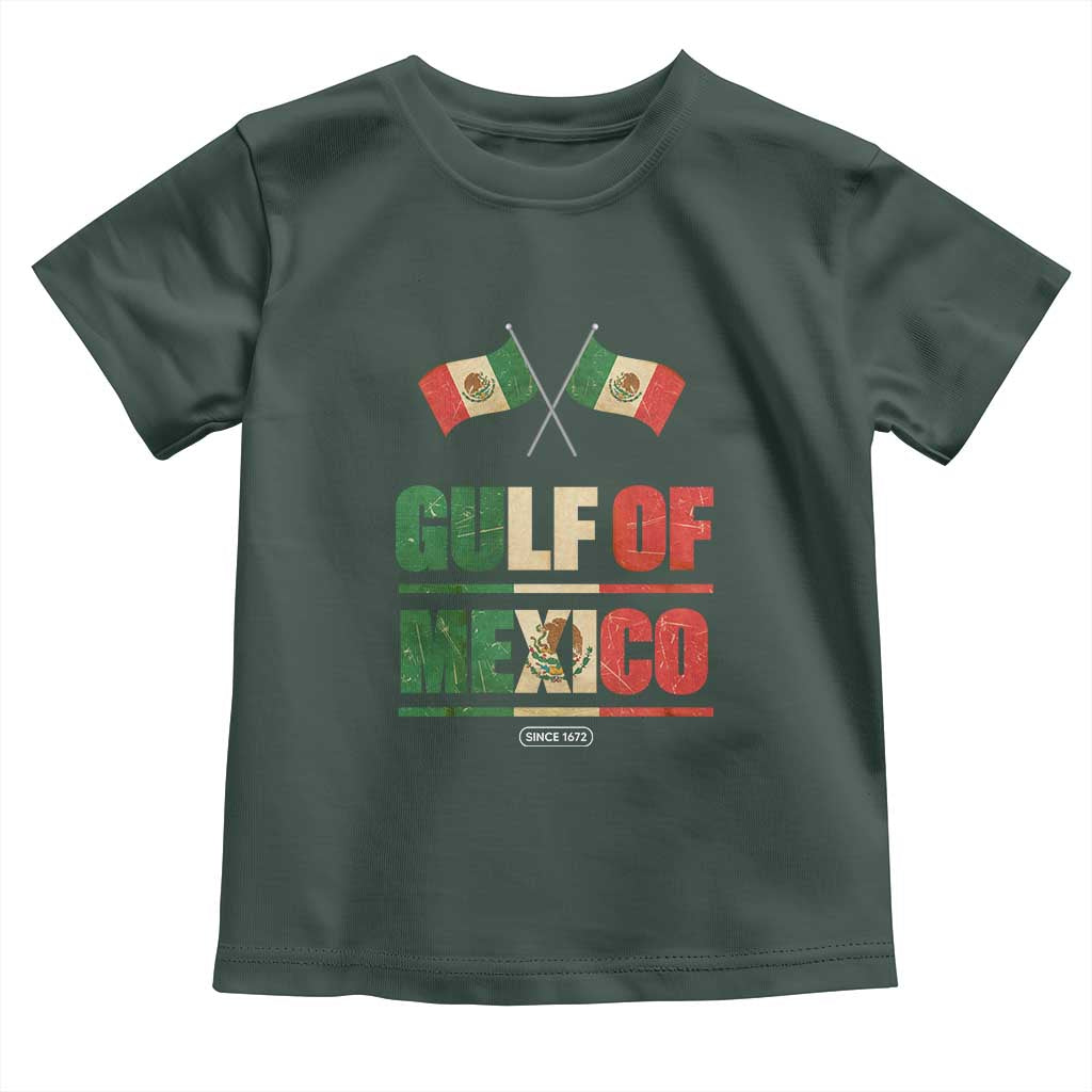 Gulf of Mexico Since 1672 Toddler T Shirt Mexican Flag TS10 Dark Forest Green Print Your Wear