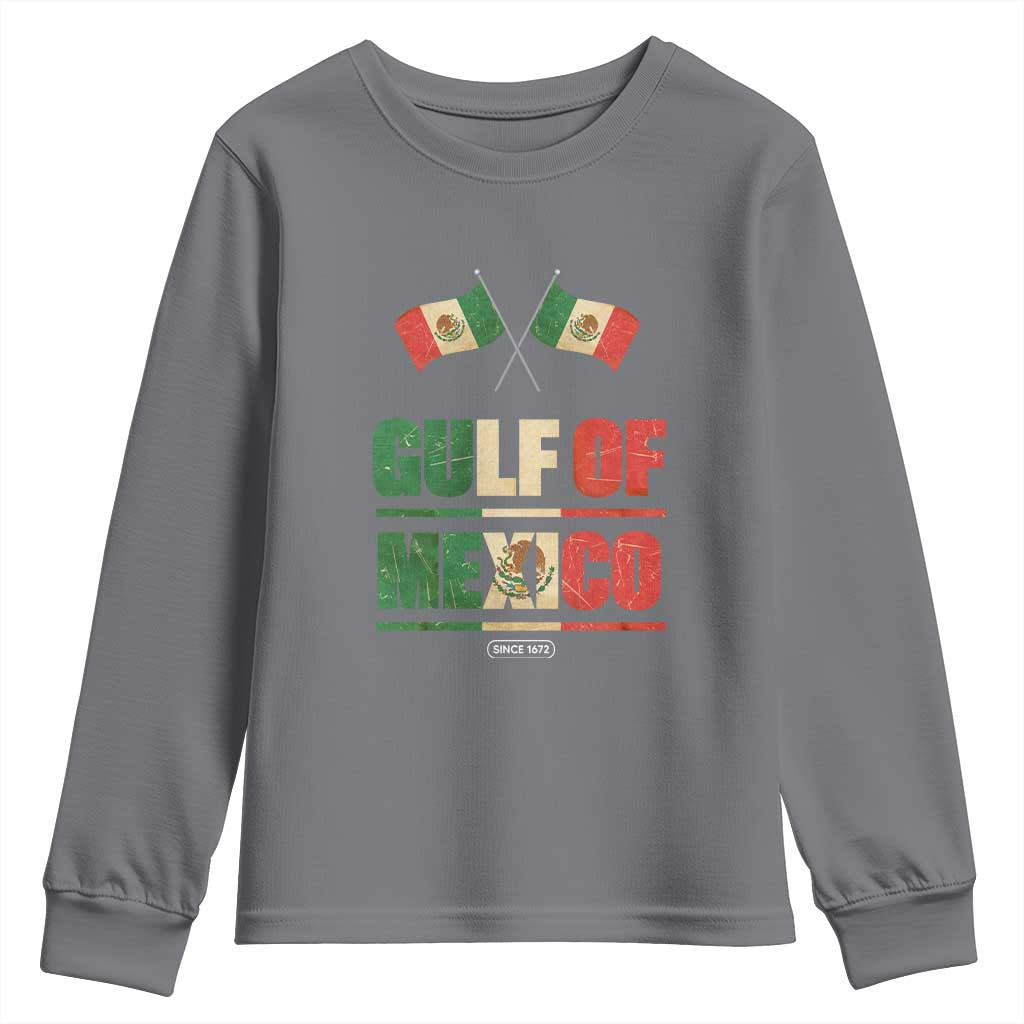 Gulf of Mexico Since 1672 Youth Sweatshirt Mexican Flag TS10 Charcoal Print Your Wear