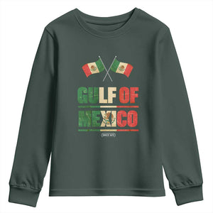 Gulf of Mexico Since 1672 Youth Sweatshirt Mexican Flag TS10 Dark Forest Green Print Your Wear