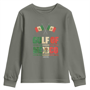 Gulf of Mexico Since 1672 Youth Sweatshirt Mexican Flag TS10 Military Green Print Your Wear