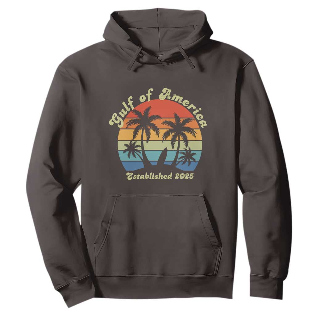 Gulf Of USA Hoodie Island Palm Summer Beach Vibes Established 2025 TS10 Dark Chocolate Print Your Wear