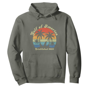 Gulf Of USA Hoodie Island Palm Summer Beach Vibes Established 2025 TS10 Military Green Print Your Wear
