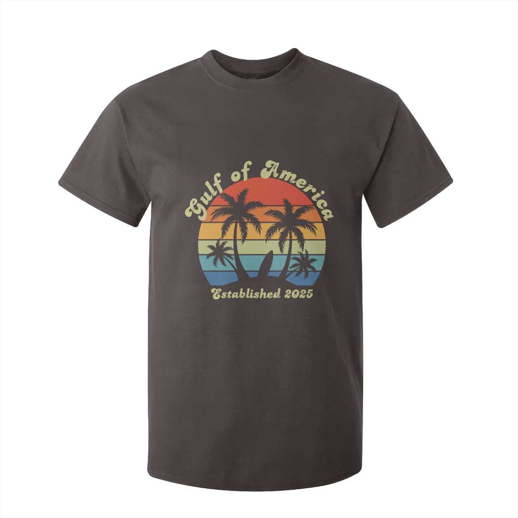 Gulf Of USA T Shirt For Kid Island Palm Summer Beach Vibes Established 2025 TS10 Dark Chocolate Print Your Wear
