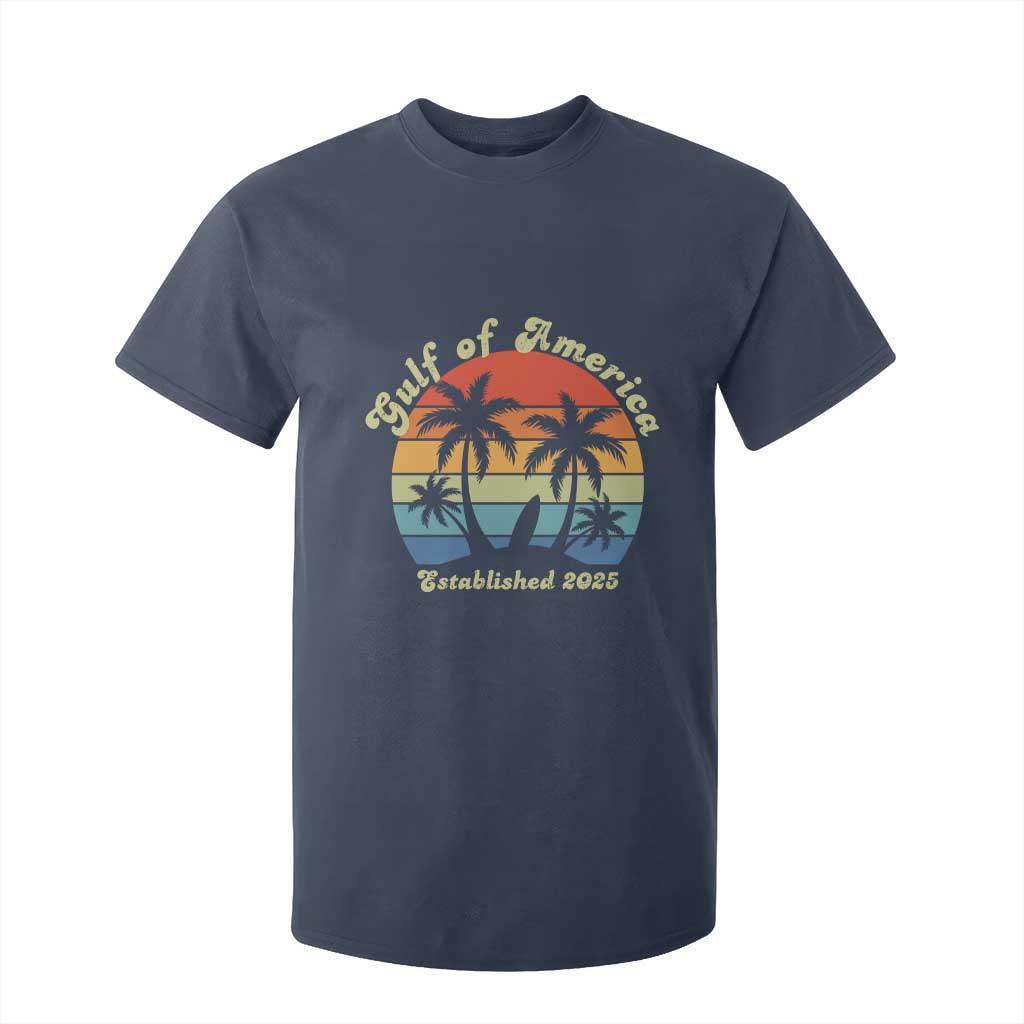 Gulf Of USA T Shirt For Kid Island Palm Summer Beach Vibes Established 2025 TS10 Navy Print Your Wear