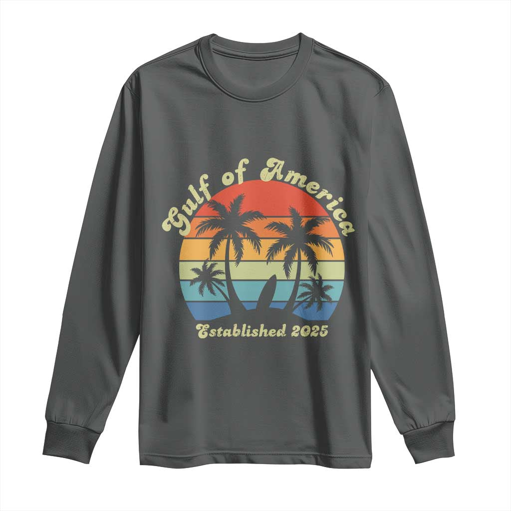 Gulf Of USA Long Sleeve Shirt Island Palm Summer Beach Vibes Established 2025 TS10 Dark Heather Print Your Wear