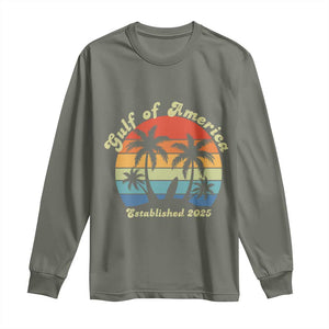 Gulf Of USA Long Sleeve Shirt Island Palm Summer Beach Vibes Established 2025 TS10 Military Green Print Your Wear