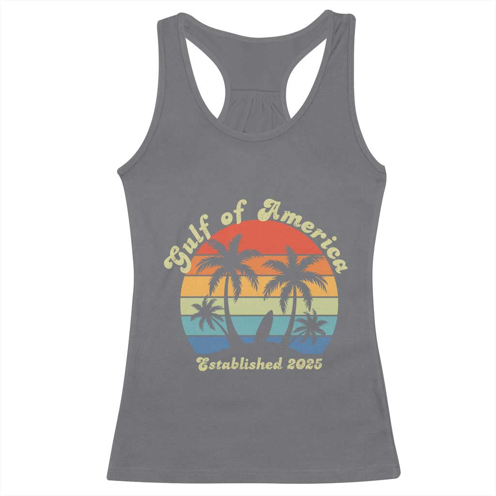 Gulf Of USA Racerback Tank Top Island Palm Summer Beach Vibes Established 2025 TS10 Charcoal Print Your Wear