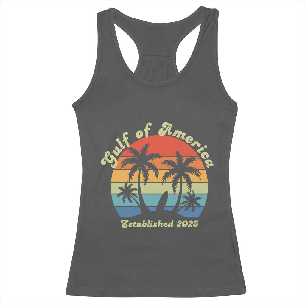 Gulf Of USA Racerback Tank Top Island Palm Summer Beach Vibes Established 2025 TS10 Dark Heather Print Your Wear