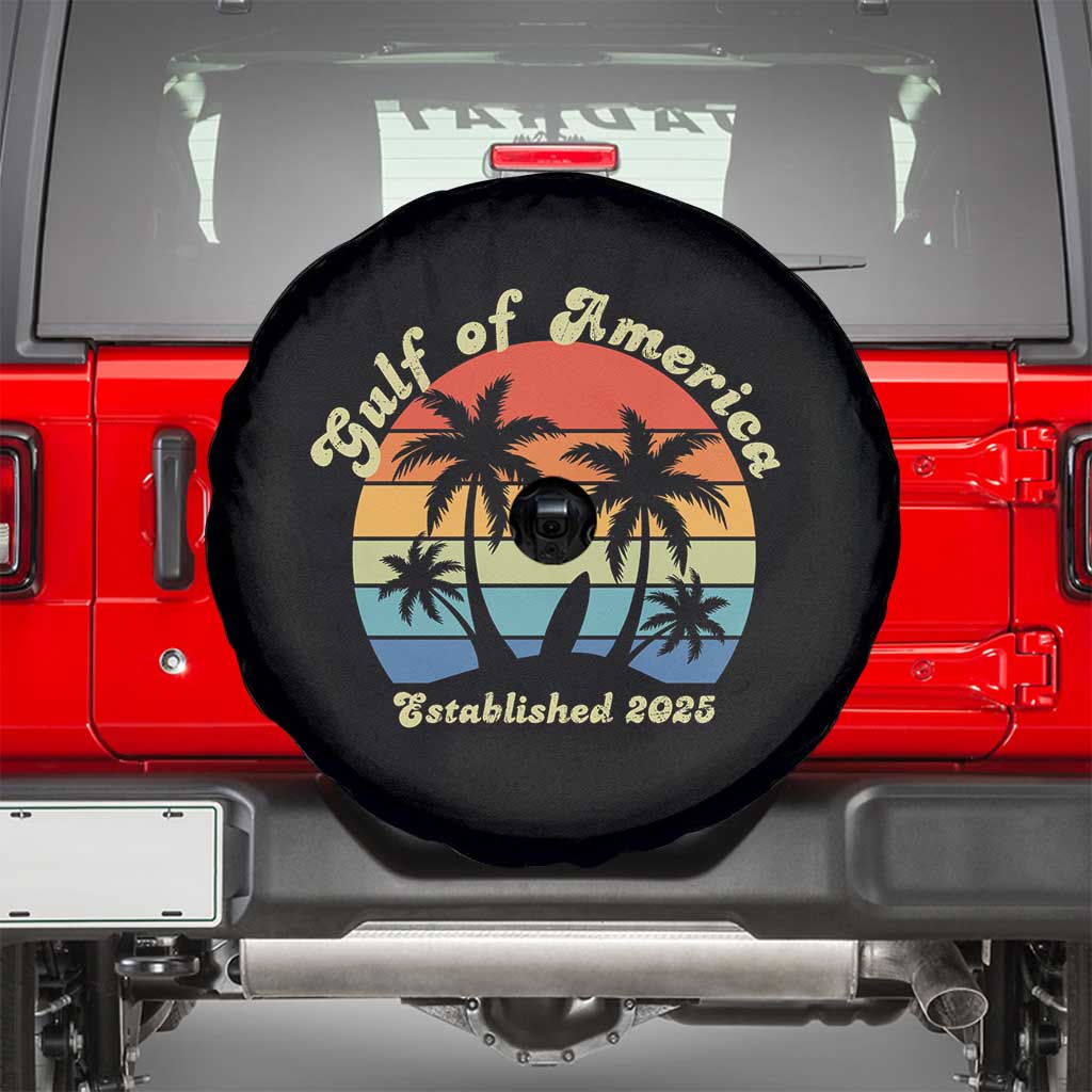 Gulf Of USA Spare Tire Cover Island Palm Summer Beach Vibes Established 2025 TS10 Black Print Your Wear