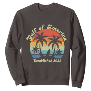 Gulf Of USA Sweatshirt Island Palm Summer Beach Vibes Established 2025 TS10 Dark Chocolate Print Your Wear