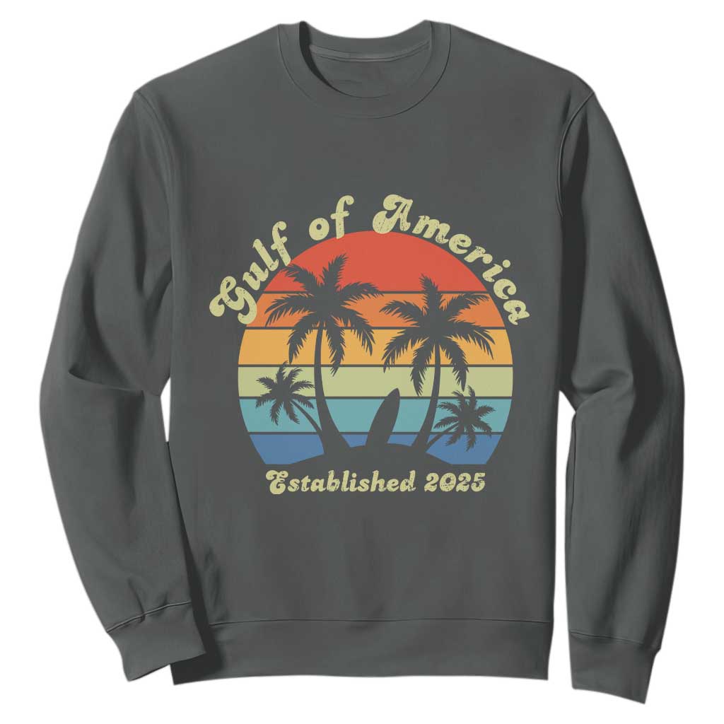 Gulf Of USA Sweatshirt Island Palm Summer Beach Vibes Established 2025 TS10 Dark Heather Print Your Wear