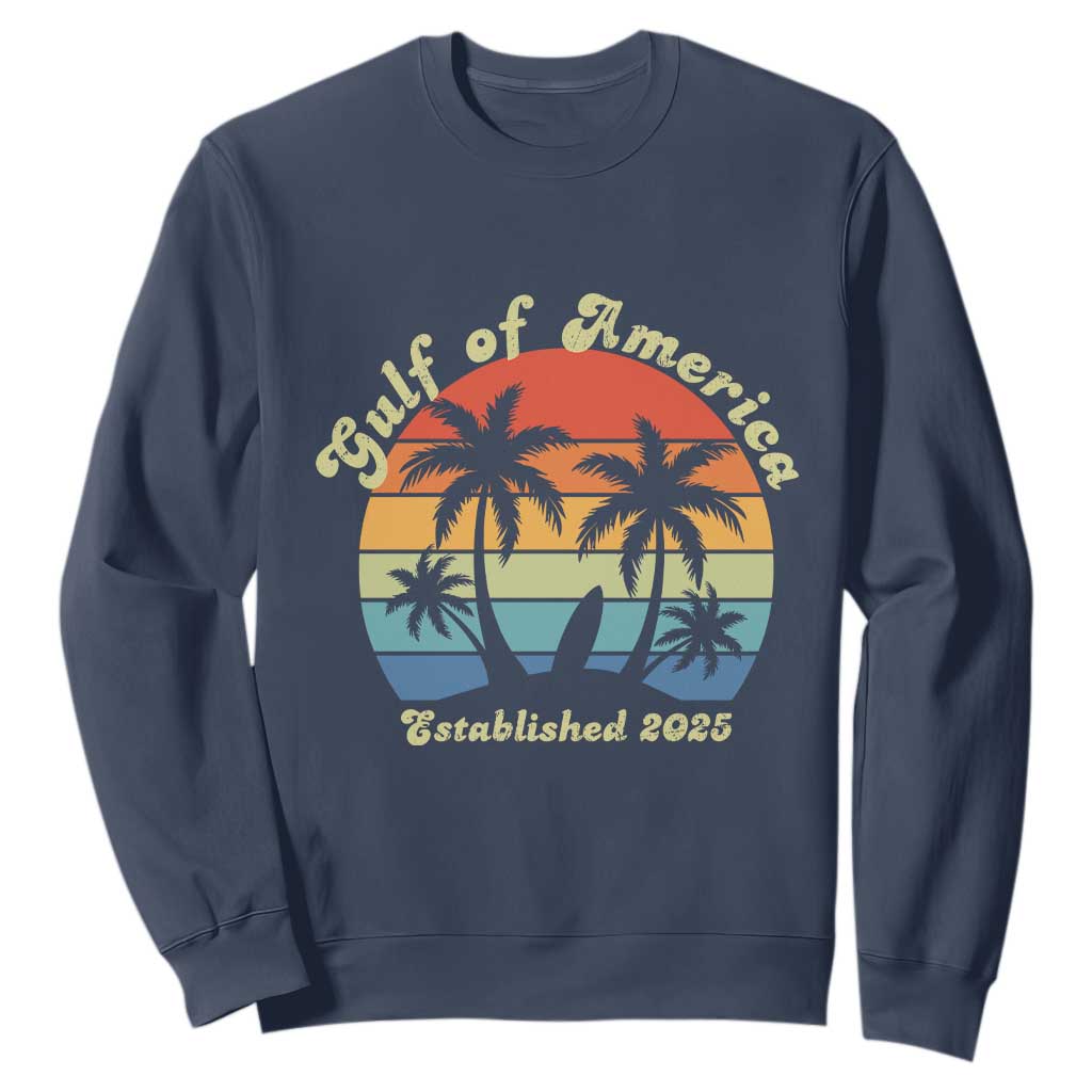 Gulf Of USA Sweatshirt Island Palm Summer Beach Vibes Established 2025 TS10 Navy Print Your Wear