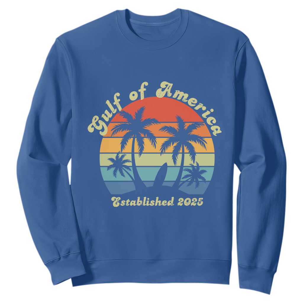 Gulf Of USA Sweatshirt Island Palm Summer Beach Vibes Established 2025 TS10 Royal Blue Print Your Wear