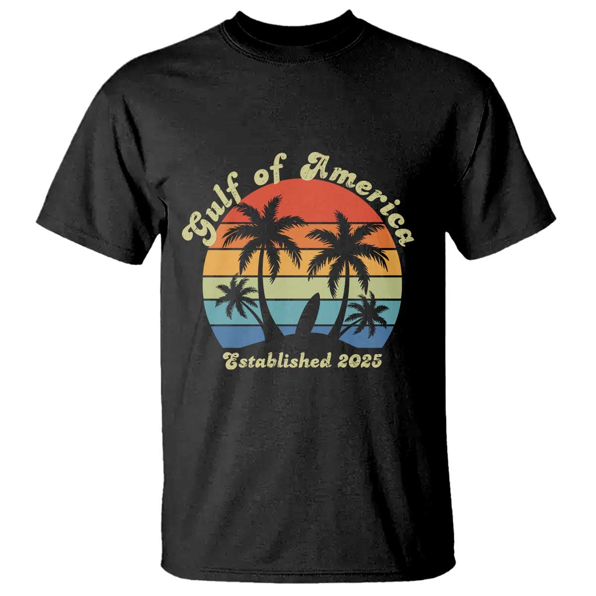 Gulf Of USA T Shirt Island Palm Summer Beach Vibes Established 2025 TS10 Black Print Your Wear