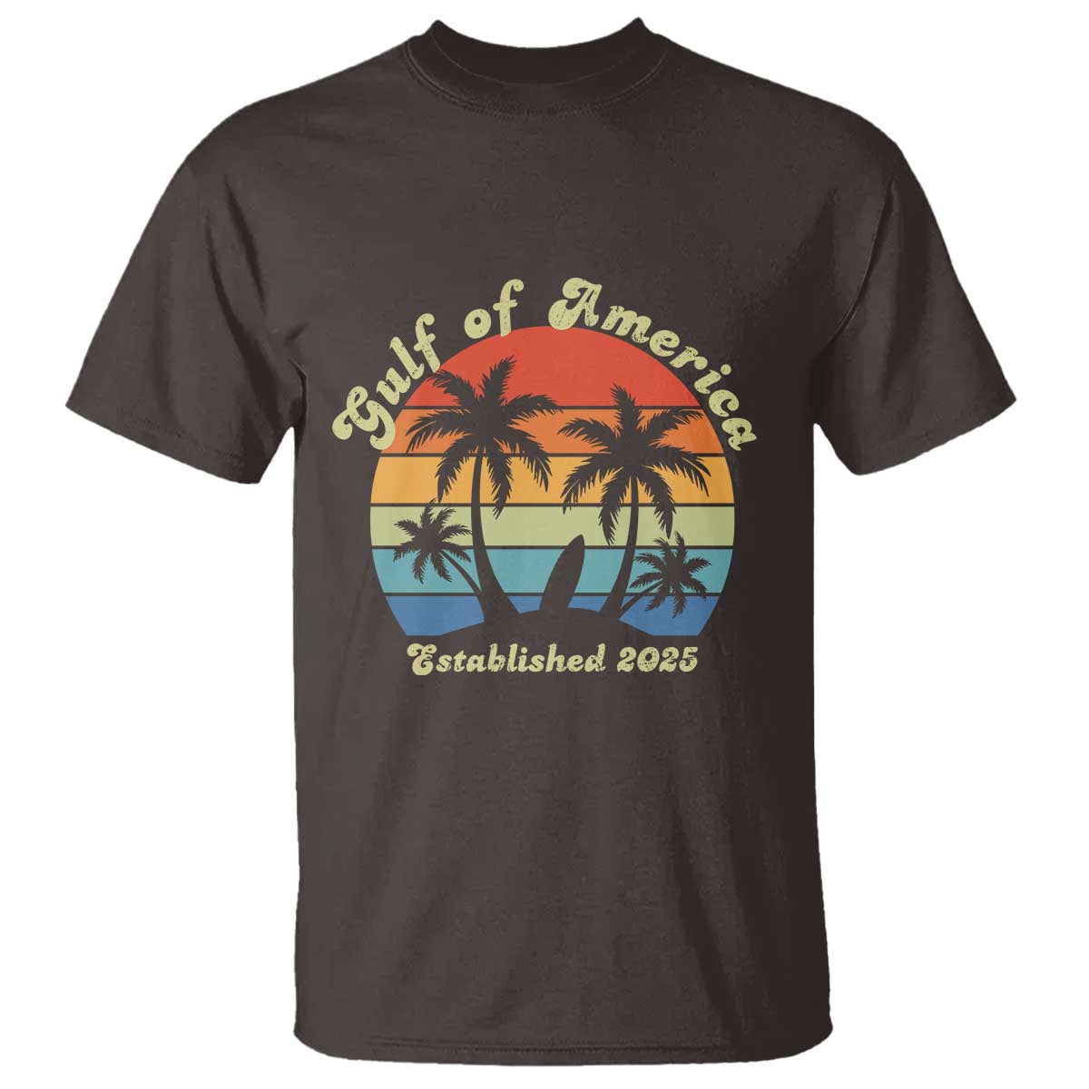 Gulf Of USA T Shirt Island Palm Summer Beach Vibes Established 2025 TS10 Dark Chocolate Print Your Wear