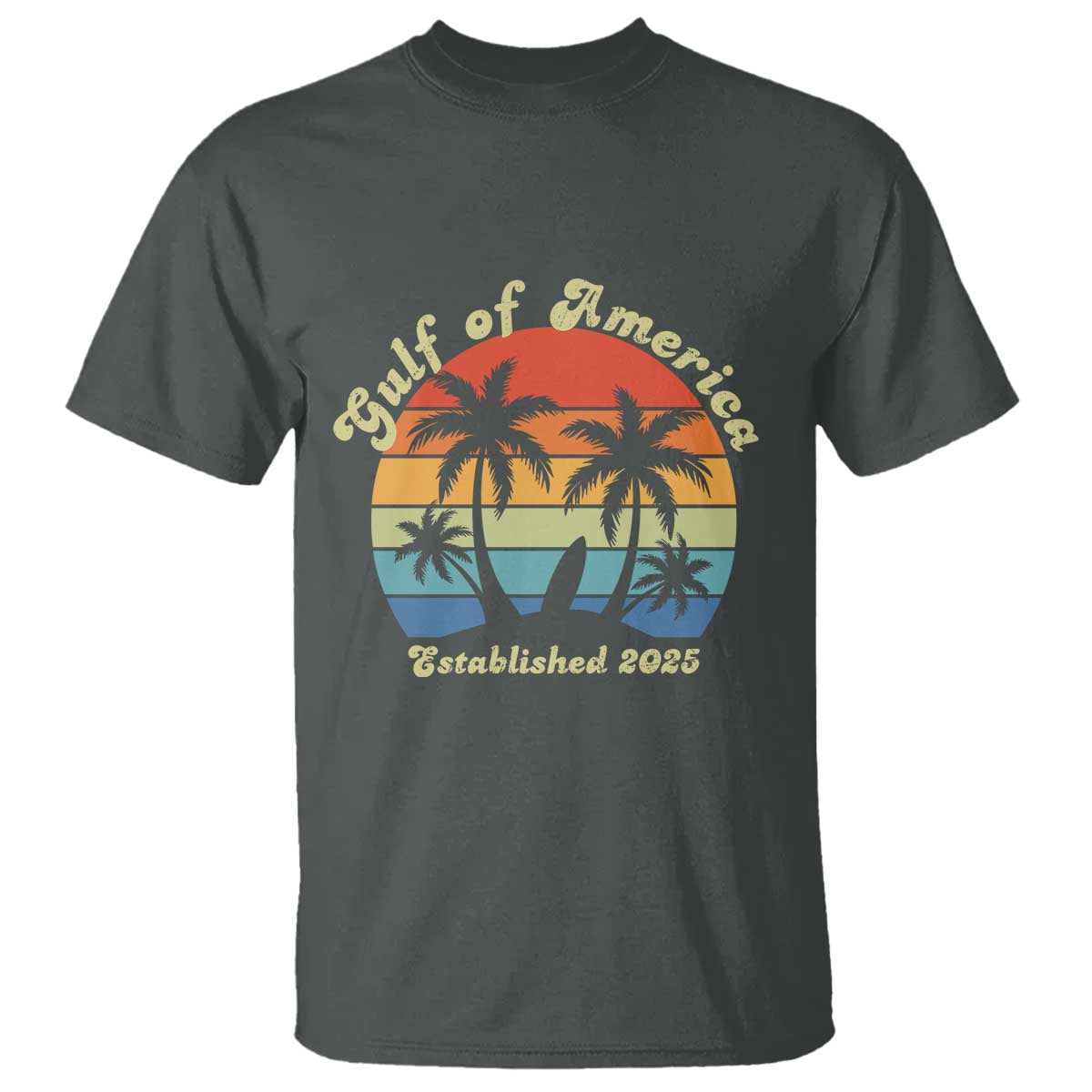 Gulf Of USA T Shirt Island Palm Summer Beach Vibes Established 2025 TS10 Dark Heather Print Your Wear