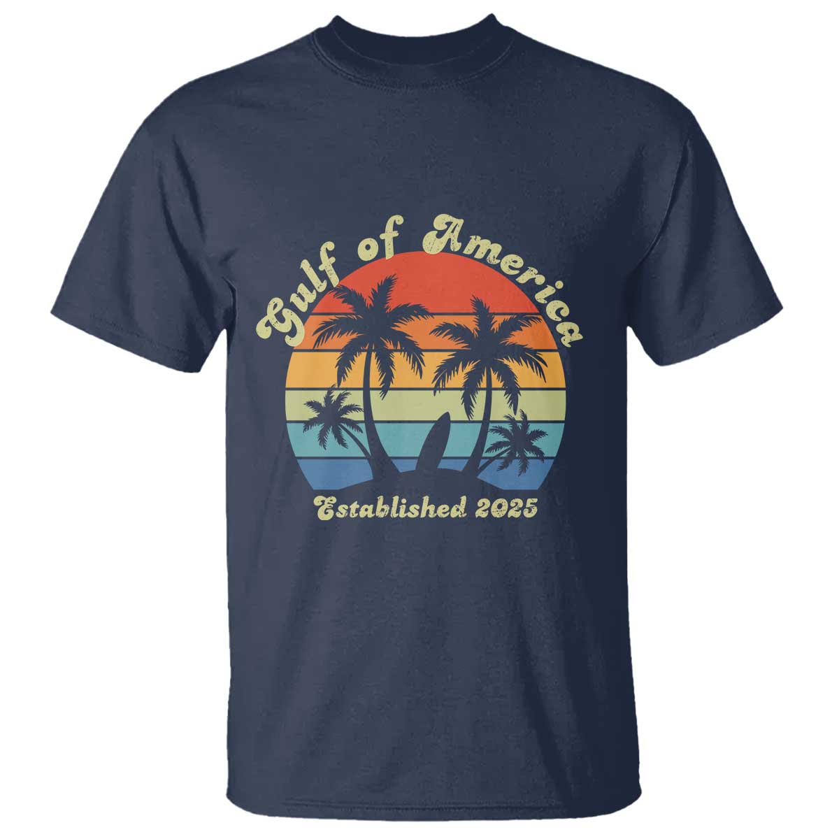 Gulf Of USA T Shirt Island Palm Summer Beach Vibes Established 2025 TS10 Navy Print Your Wear