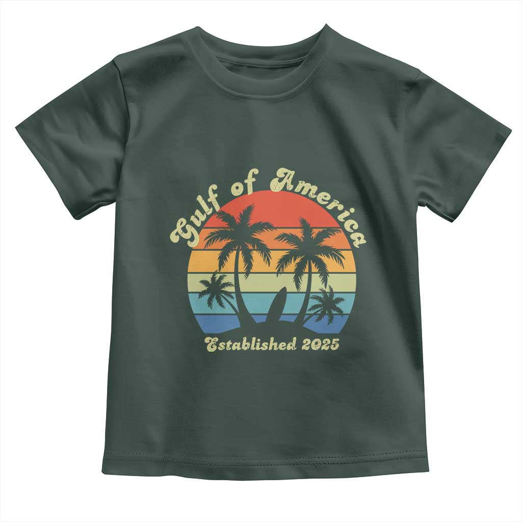 Gulf Of USA Toddler T Shirt Island Palm Summer Beach Vibes Established 2025 TS10 Dark Forest Green Print Your Wear
