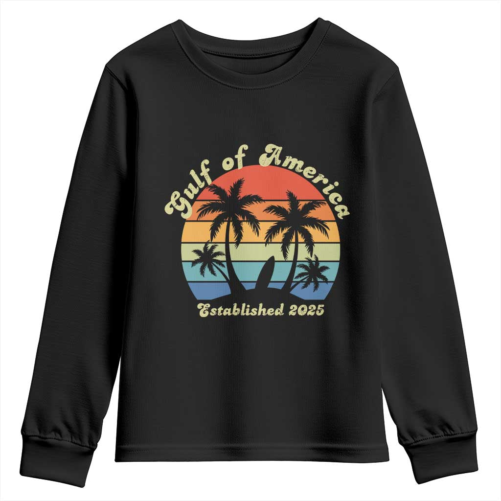 Gulf Of USA Youth Sweatshirt Island Palm Summer Beach Vibes Established 2025 TS10 Black Print Your Wear