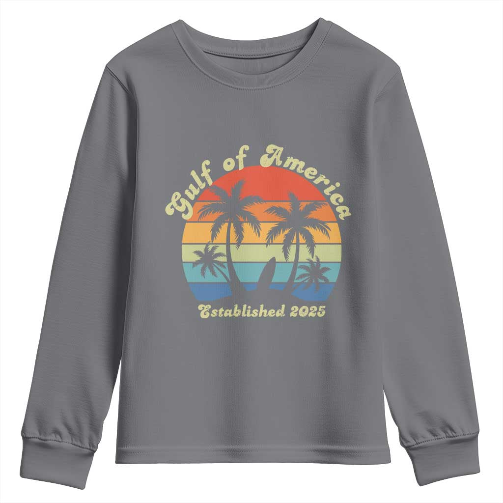 Gulf Of USA Youth Sweatshirt Island Palm Summer Beach Vibes Established 2025 TS10 Charcoal Print Your Wear
