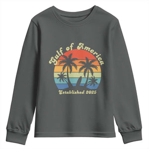 Gulf Of USA Youth Sweatshirt Island Palm Summer Beach Vibes Established 2025 TS10 Dark Heather Print Your Wear