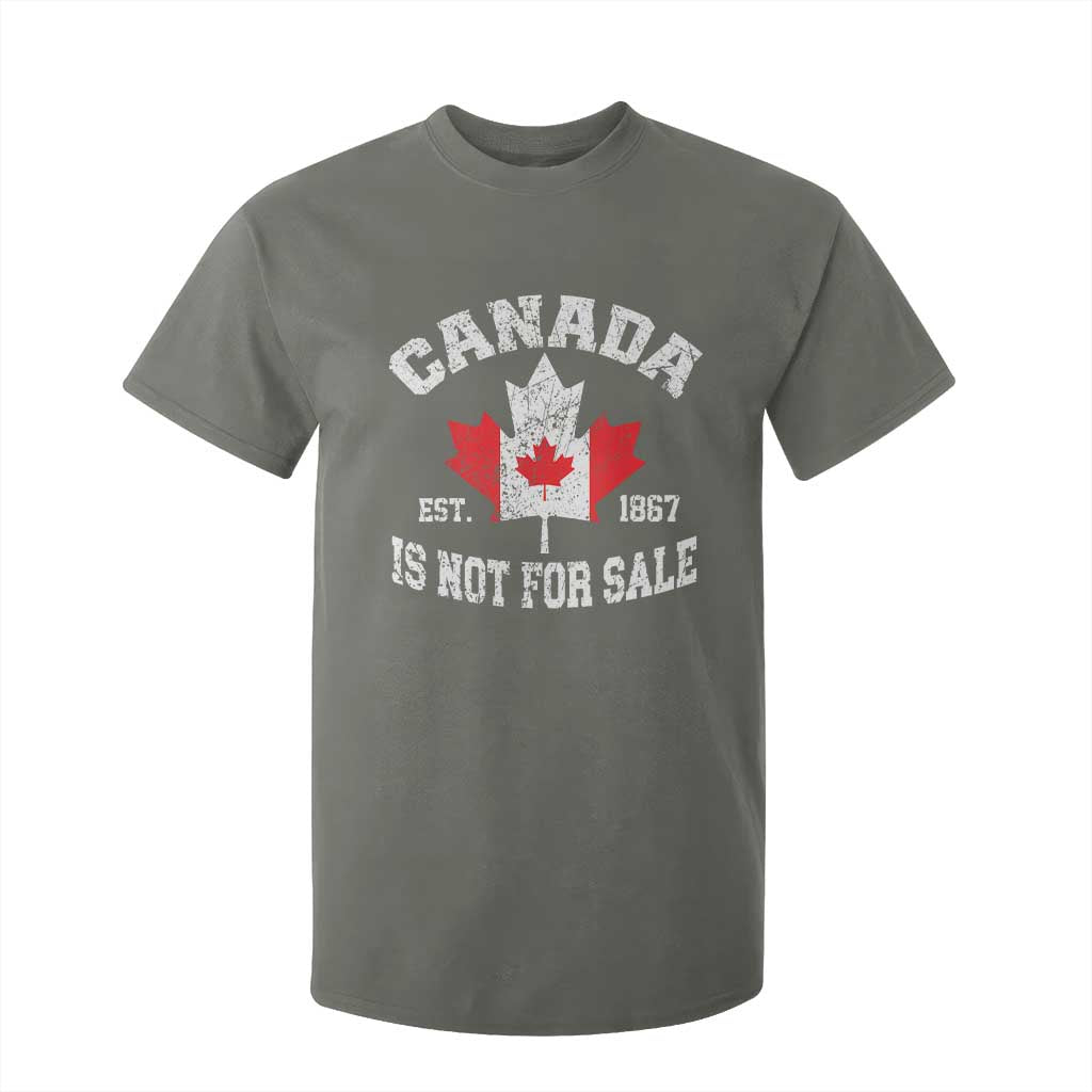 Canada is Not For Sale T Shirt For Kid Proudly Canadian Independence Flag EST. 1867 TS10 Military Green Print Your Wear