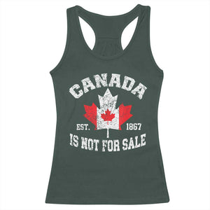 Canada is Not For Sale Racerback Tank Top Proudly Canadian Independence Flag EST. 1867 TS10 Dark Forest Green Print Your Wear