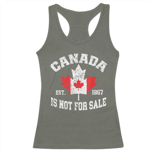 Canada is Not For Sale Racerback Tank Top Proudly Canadian Independence Flag EST. 1867 TS10 Military Green Print Your Wear