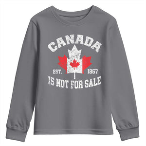 Canada is Not For Sale Youth Sweatshirt Proudly Canadian Independence Flag EST. 1867 TS10 Charcoal Print Your Wear