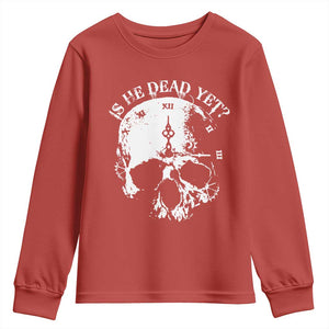 Is He Dead Yet Youth Sweatshirt Skull Distressed TS10 Red Print Your Wear