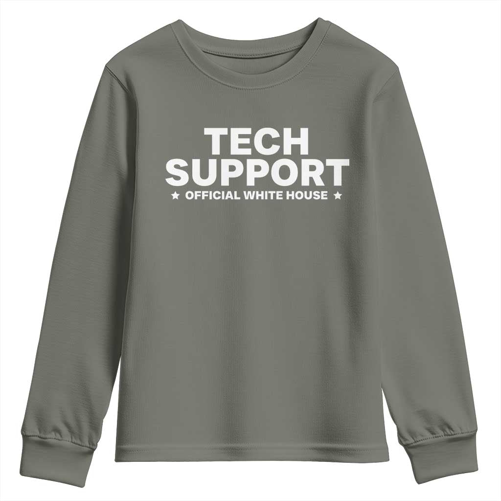 Tech Support Youth Sweatshirt Elon Musk's Doge Official White House TS10 Military Green Print Your Wear