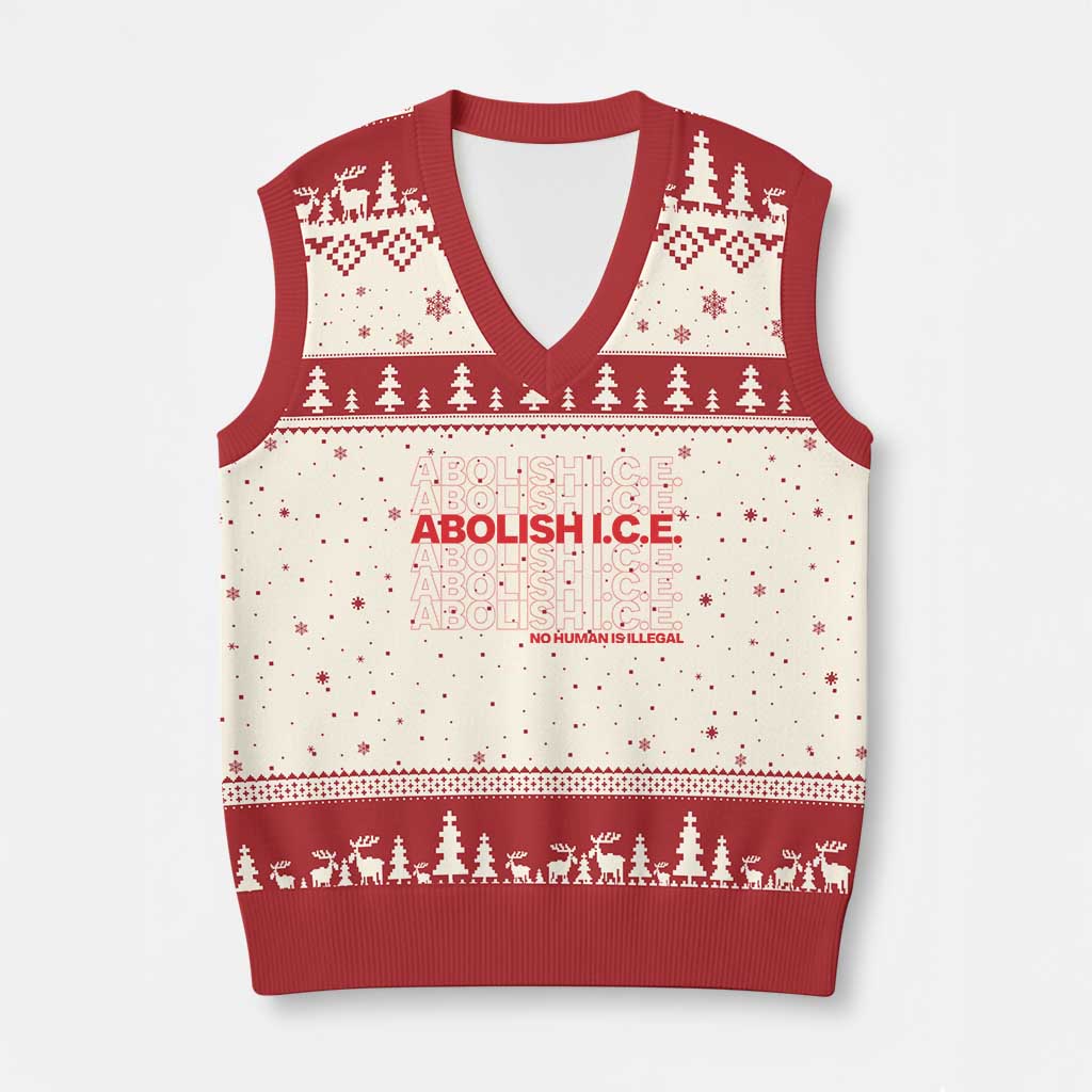 Abolish Ice No Human Is Illegal V-Neck Knit Sweater Vest Social Justice TS10 Beige Red Print Your Wear