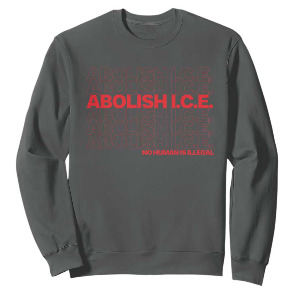 Abolish Ice No Human Is Illegal Sweatshirt Social Justice TS10 Dark Heather Print Your Wear