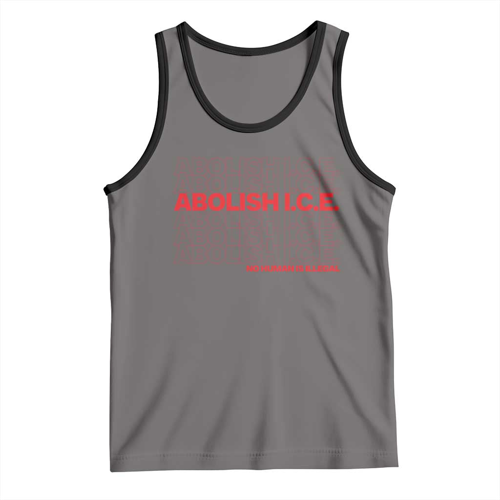 Abolish Ice No Human Is Illegal Tank Top Social Justice TS10 Deep Heather Black Print Your Wear