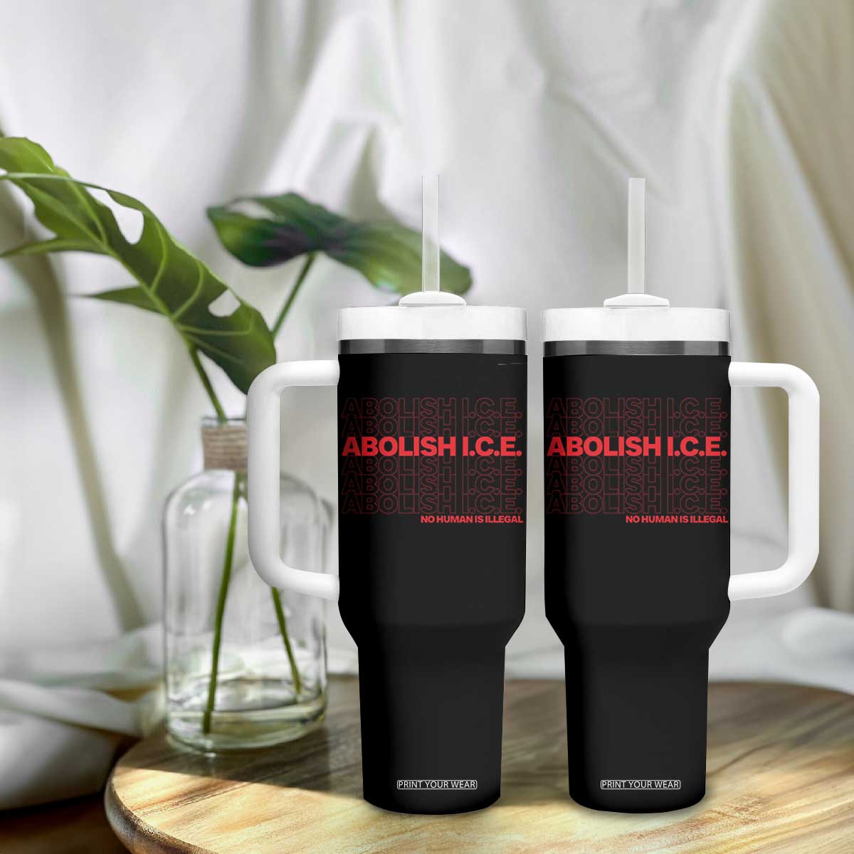 Abolish Ice No Human Is Illegal Tumbler With Handle Social Justice TS10 Print Your Wear